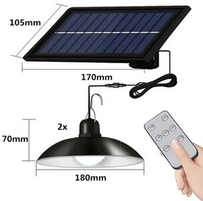 Napelemes lámparendszer - tiszta fehér - 2 x 30 x LED + távirányító