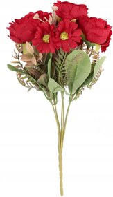 7 Rózsás Csokor Piros Művirág Kiegészítőkkel Élő Dekoráció 30CM