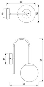 Fali lámpa CAMBRIDGE 1xE14/60W/230V fekete/sárgaréz