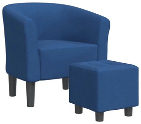 kék szövet kagylófotel lábzsámollyal