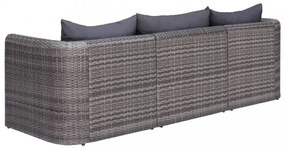 3-részes szürke polyrattan kerti ülőgarnitúra párnákkal