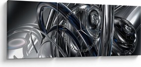 Kék és szürke absztrakció kép (órával) (90x30 cm)