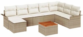 vidaXL Kerti Kanapé Szett tárolóval 9 pcs Beige és krém polirattan