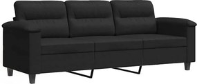 vidaXL 3 személyes fekete mikroszálas szövetkanapé 180 cm