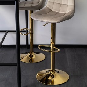 ARCOS bárszék, bézs, bársony, arany lábbal