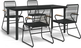 vidaXL 5 részes fekete PVC rattan kerti étkezőgarnitúra