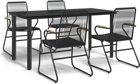 vidaXL 5 részes fekete PVC rattan kerti étkezőgarnitúra