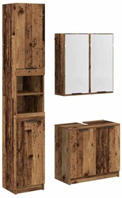 vidaXL Fürdőszobai Szekrény Szett polcokkal tárolóval Öreg fa Faanyag