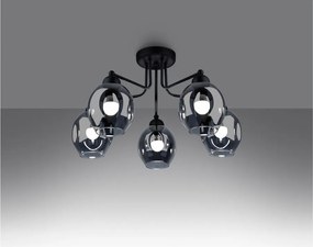 Fekete mennyezeti lámpa üveg búrával 59x59 cm Garten – Sollux