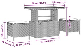 vidaXL Kerti Kanapé Szett párnával 13 pcs Fekete polirattan
