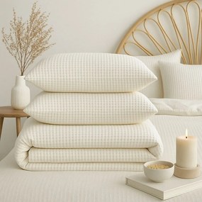Fehér egyszemélyes renforcé pamut ágyneműhuzat 140x200 cm Waffle Striped – Mila Home Luxury