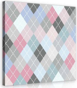 Vászonkép 80x80 Argyle rombusz geometrikus minta rózsaszín kék szürke fehér