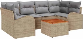 vidaXL Kerti Kanapé Szett 7 pcs Beige és Világosszürke polirattan