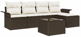 vidaXL Kerti Kanapé Szett párnával tárolóval 6 pcs Barna polirattan