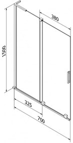 Mexen Velar L, 2 szárnyas eltolható kádparaván 70 x 150 cm, 8mm szürke üveg, króm profil, 896-070-003-41-01