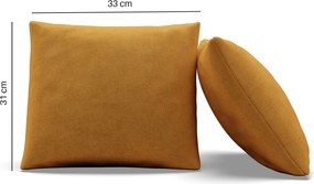 Dekoratív párna, 2 db, hab töltet, bársony, sárga