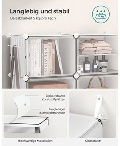 Moduláris összekapcsolható cipőtároló szekrény fehér színben