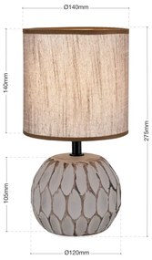 Orion LA 4-1224/1 - Asztali lámpa PINIA 1xE14/25W/230V kerámia bézs/szürke