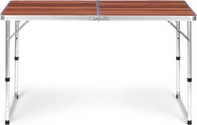 Kerti asztal, MultiGarden GMFC-FY12060, barna, 120 x 60 cm, összecsukható, állítható magasság (60–70 cm), hordfogantyúval, teherbírás: 50 kg