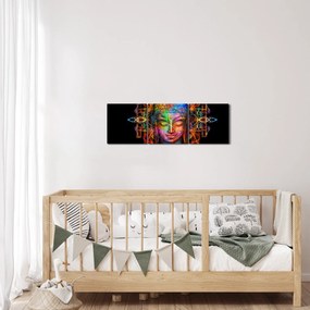 Kép - Buddha mellszobra neon színekben (órával) (90x30 cm)