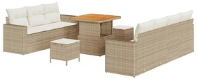 vidaXL Kerti Kanapé Szett párnával tárolóval 10 pcs bézs és krémszínű