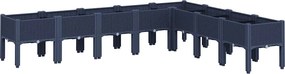 vidaXL kékszürke PP rácsos kerti ültetőláda 200 x 160 x 42 cm