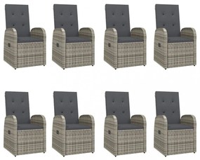 vidaXL 9 részes szürke polyrattan kerti étkezőgarnitúra párnával