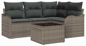 vidaXL Kerti Kanapé Szett Szürke polirattan