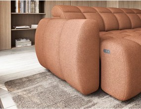 Lazacszínű buklé kinyitható-tárolóhelyes sarokkanapé (jobb oldali-L alakú) Falconn – ELTAP