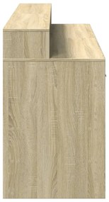 sonoma tölgy színű szerelt fa íróasztal LED-ekkel 160x55x91 cm