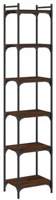 6 szintes barna tölgy színű szerelt fa könyvespolc 40x30x188 cm
