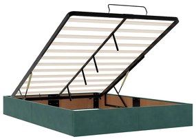 Ottomán ágykeret matracokkal sötétzöld 140x190cm bársony