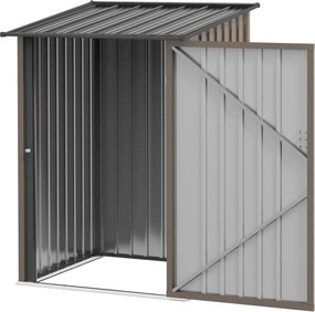 Outsunny Fém Szerszámtároló 1.6m³ 100x103x160cm Kerti Sátor Fodros Tetővel Zárható Ajtóval, Időjárásálló Kültéri Tároló Szekrény Kerthez, Barna | Aoso