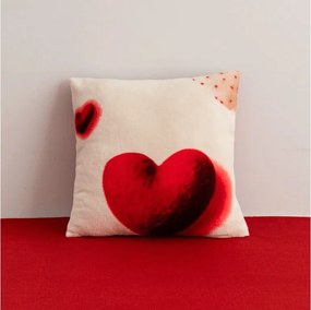 Kétoldalas párnahuzat DUO SENSE HEARTELLE 45x45 cm mikroplüss/flanel, krém színű
