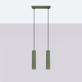 Sollux SL.1612 - Csillár zsinóron KARBON 2xGU10/10W/230V zöld