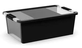 Fekete fedeles műanyag tárolódoboz 55x35x19 cm Bi-Box M – KIS