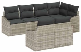 vidaXL Kanapé Szett párnával 7 pcs Világosszürke polirattan