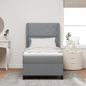 Boxspring Ágy Matraccal - Világosszürke, 100x200 cm, Szövet