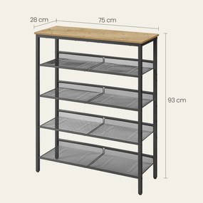 Cipősszekrény TAYLOR ARTISAN fekete szerkezettel, 4 polc