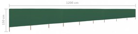 zöld 9 paneles szövet szélfogó 1200 x 120 cm