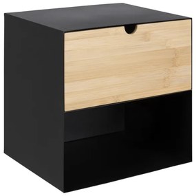 Fekete/bambusz BEKIM éjjeli szekrény, falra szerelhető opciónál