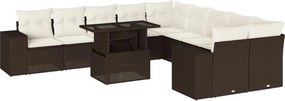 vidaXL 11 részes barna polyrattan kerti ülőgarnitúra párnákkal