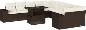 vidaXL 11 részes barna polyrattan kerti ülőgarnitúra párnákkal