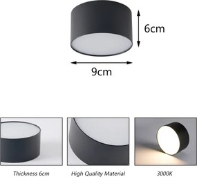 Brilagi - FORIS LED fürdőszobai mennyezeti lámpa LED/9W/230V Ø 9 cm fekete IP44