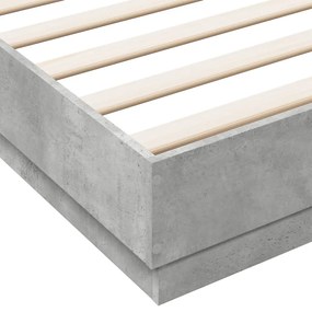 betonszürke ágykeret LED-világítással 200x200 cm