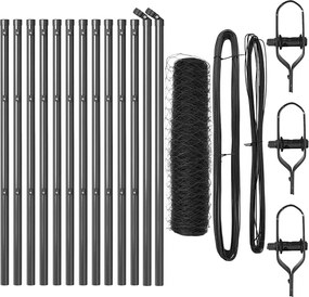 vidaXL Kerítésoszlop Szürke 25 x 0,4 m (50 mm háló) Acél és PVC