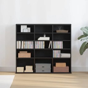 fekete tölgyszínű szerelt fa CD-szekrény 100,5x23x89,5 cm