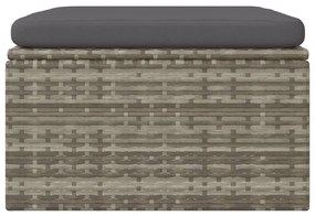 Szürke polyrattan kerti lábtartó párnával 55 x 55 x 30 cm