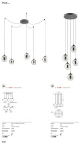 Redo 01-3488 - LED fényerőszabályozható kábeles függeszték KHADI 5xLED/5,2W/230V fekete/füstszínű