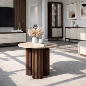 Asztal CARTAGENA 80 cm travertin/dió